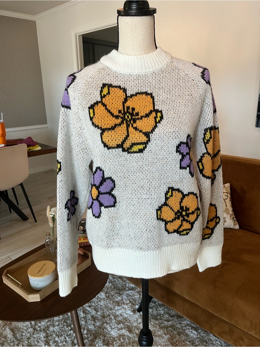 Florence by Mills Floral knit sweater with a boho vibe